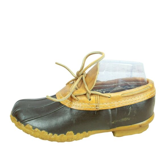 Vintage LL Bean Brown Leather Unlined Moccasin Hunting Duck Boots Size 7 M - Picture 1 of 10